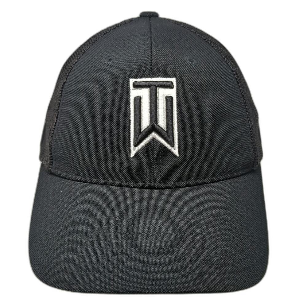 Nike Baseball Cap Black One Size Tiger Woods TW Mesh VRS RZN Stretch Golf Hat
